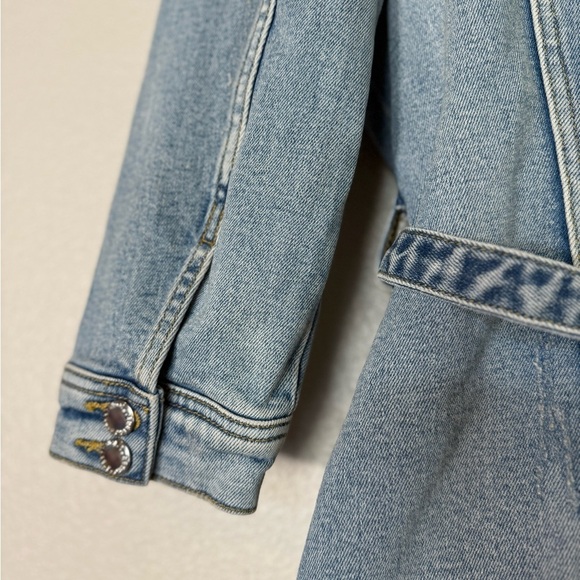 REVOLVE Retrofete Lema Denim dress Western Puff Sleeve size Medium H28 - Picture 9 of 13